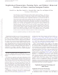 Cover page: Neighborhood Characteristics, Parenting Styles, and Children’s Behavioral Problems in Chinese American Immigrant Families