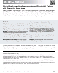 Cover page: Clinical Predictors of the Respiratory Arousal Threshold in Patients with Obstructive Sleep Apnea