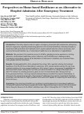 Cover page: Perspectives on Home-based Healthcare as an Alternative to Hospital Admission After Emergency Treatment