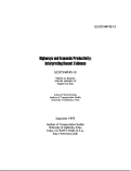 Cover page: Highways and Economic Productivity: Interpreting Recent Evidence