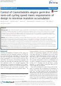 Cover page: Control of Caenorhabditis elegans germ-line stem-cell cycling speed meets requirements of design to minimize mutation accumulation