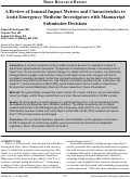 Cover page: A Review of Journal Impact Metrics and Characteristics to Assist Emergency Medicine Investigators with Manuscript Submission Decisions