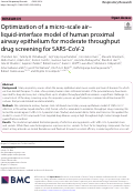 Cover page: Optimization of a micro-scale air–liquid-interface model of human proximal airway epithelium for moderate throughput drug screening for SARS-CoV-2