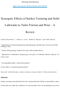 Cover page: Synergetic effects of surface texturing and solid lubricants to tailor friction and wear – A review