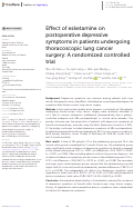 Cover page: Effect of esketamine on postoperative depressive symptoms in patients undergoing thoracoscopic lung cancer surgery: A randomized controlled trial