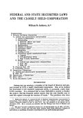 Cover page: Federal and State Securities Laws and the Closely Held Corporation