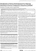 Cover page: Identification of amino acids important for substrate specificity in sucrose transporters using gene shuffling.