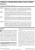 Cover page: Validation of family history data in cancer family registries