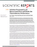 Cover page: Solution-Processed Cu2Se Nanocrystal Films with Bulk-Like Thermoelectric Performance