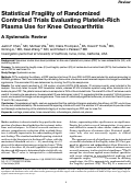 Cover page: Statistical Fragility of Randomized Controlled Trials Evaluating Platelet-Rich Plasma Use for Knee Osteoarthritis: A Systematic Review.