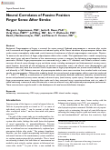 Cover page: Neural Correlates of Passive Position Finger Sense After Stroke