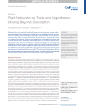 Cover page: Plant Networks as Traits and Hypotheses: Moving Beyond Description