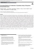 Cover page: Developing Relational Coordination: A Qualitative Study of Outpatient Mental Health Teams