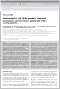 Cover page: Multiparametric MRI of the prostate: diagnostic performance and interreader agreement of two scoring systems