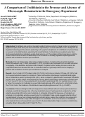 Cover page: A Comparison of Urolithiasis in the Presence and Absence of Microscopic Hematuria in the Emergency Department