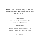 Cover page: ANCIENT CALENDRICAL OBSERVING SITES IN CALIFORNIA’S MOJAVE DESERT AND SIERRA NEVADA