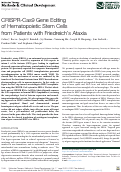 Cover page: CRISPR-Cas9 Gene Editing of Hematopoietic Stem Cells from Patients with Friedreich’s Ataxia