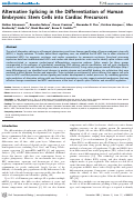 Cover page: Alternative Splicing in the Differentiation of Human Embryonic Stem Cells into Cardiac Precursors