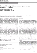 Cover page: Free-hand thoracic pedicle screws placed by neurosurgery residents: a CT analysis