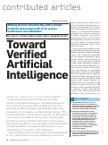 Cover page: Toward verified artificial intelligence