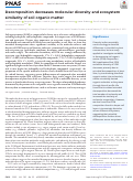 Cover page: Decomposition decreases molecular diversity and ecosystem similarity of soil organic matter.