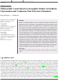 Cover page: Multivariable control based on incomplete models via&nbsp;feedback linearization and continuous-time derivative estimation