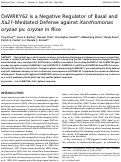 Cover page: OsWRKY62 is a negative regulator of basal and Xa21-mediated defense against Xanthomonas oryzae pv. oryzae in rice.