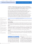 Cover page: CHEK2*1100delC heterozygosity in women with breast cancer associated with early death, breast cancer-specific death, and increased risk of a second breast cancer.