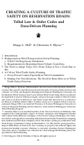 Cover page: Creating a Culture of Traffic Safety on Reservation Roads: Tribal Law &amp; Order Codes and Data-Driven Planning