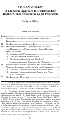 Cover page: Stolen Voices: A Linguistic Approach to Understanding Implicit Gender Bias in the Legal Profession