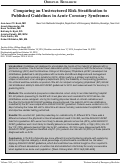 Cover page: Comparing an Unstructured Risk Stratification to  Published Guidelines in Acute Coronary Syndromes