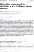 Cover page: Study of thermonuclear Alfvén instabilities in next step burning plasma proposals