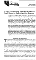 Cover page: Student Perceptions of How TESOL Educators Teach Nonnative English-Speaking Teachers