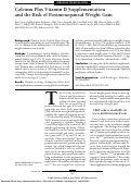 Cover page: Calcium Plus Vitamin D Supplementation and the Risk of Postmenopausal Weight Gain