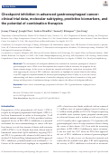 Cover page: Checkpoint inhibition in advanced gastroesophageal cancer: clinical trial data, molecular subtyping, predictive biomarkers, and the potential of combination therapies