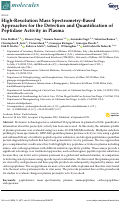 Cover page: High-Resolution Mass Spectrometry-Based Approaches for the Detection and Quantification of Peptidase Activity in Plasma