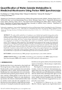 Cover page: Quantification of Water-Soluble Metabolites in Medicinal Mushrooms Using Proton NMR Spectroscopy