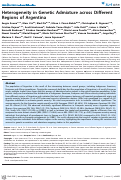 Cover page: Heterogeneity in Genetic Admixture across Different Regions of Argentina