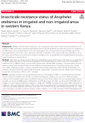 Cover page: Insecticide resistance status of Anopheles arabiensis in irrigated and non-irrigated areas in western Kenya.