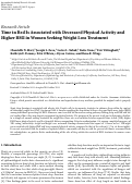 Cover page: Time in Bed Is Associated with Decreased Physical Activity and Higher BMI in Women Seeking Weight Loss Treatment