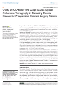 Cover page: Utility of IOLMaster 700 Swept-Source Optical Coherence Tomography in Detecting Macular Disease for Preoperative Cataract Surgery Patients