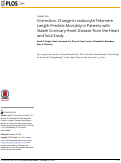 Cover page: Correction: Change in Leukocyte Telomere Length Predicts Mortality in Patients with Stable Coronary Heart Disease from the Heart and Soul Study