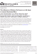 Cover page: The Influence of Dietary Fat Source on Life Span in Calorie Restricted Mice