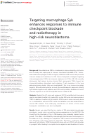 Cover page: Targeting macrophage Syk enhances responses to immune checkpoint blockade and radiotherapy in high-risk neuroblastoma