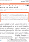 Cover page: Mutational profiling of acute lymphoblastic leukemia with testicular relapse