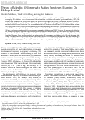 Cover page: Theory of mind in children with and without autism spectrum disorder: Associations with the sibling constellation