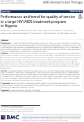 Cover page: Performance and trend for quality of service in a large HIV/AIDS treatment program in Nigeria