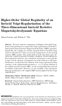 Cover page: Higher-Order Global Regularity of an Inviscid Voigt-Regularization of the Three-Dimensional Inviscid Resistive Magnetohydrodynamic Equations