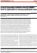 Cover page: A viral assembly inhibitor blocks SARS-CoV-2 replication in airway epithelial cells.