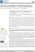 Cover page: Can the Cans: Determinants of Container Deposit Behavior before and after Introduction of a Container Refund Scheme.